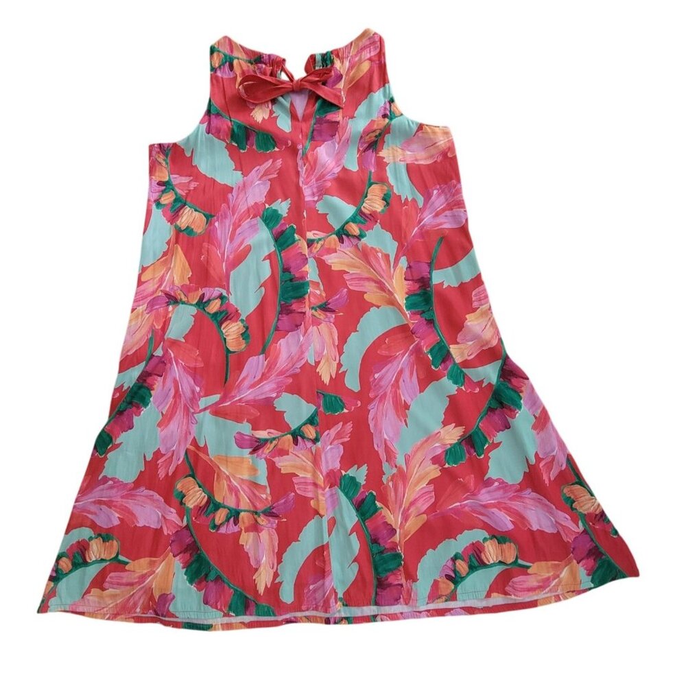 Chicos Tie-Back Foliage Botanical Print Trapeze Sleeveless Lined Dress Sz 4 (20) - Picture 2 of 8